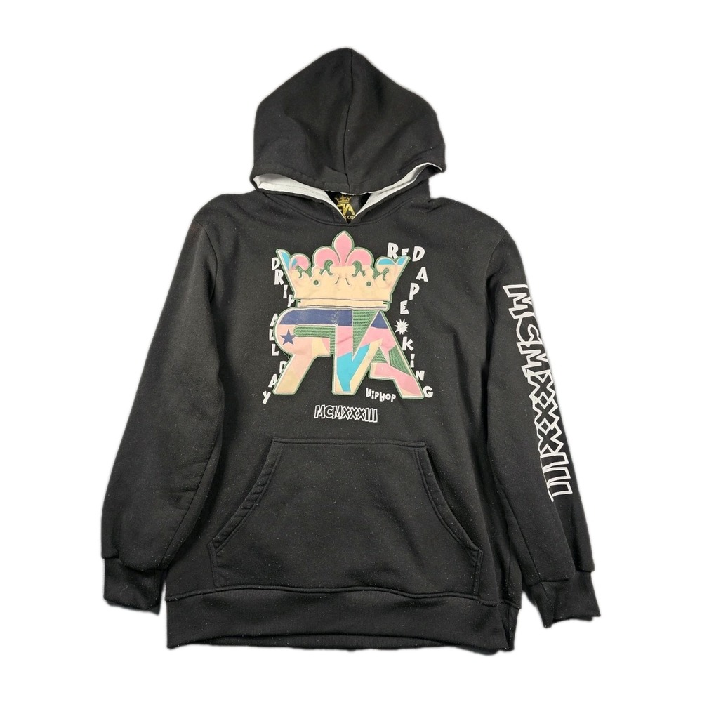 Red Ape Embroidered Logo Hoodie Mens 3XL Black Fleece Pullover‎ Streetwear